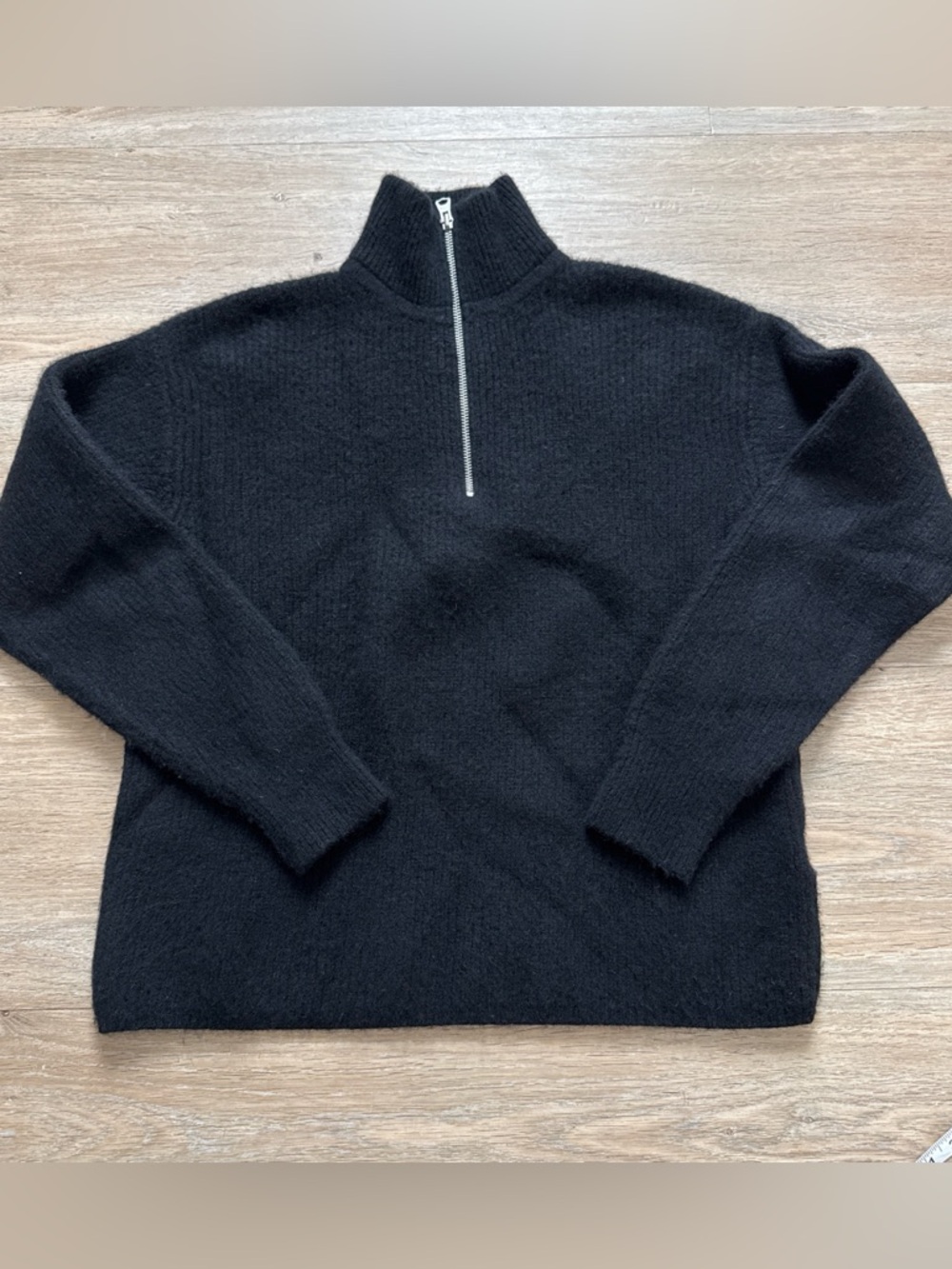 Quince Black Half-Zip Mock Neck Cashmere Sweater Small